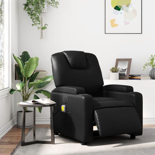 vidaXL Fauteuil de massage inclinable électrique noir similicuir