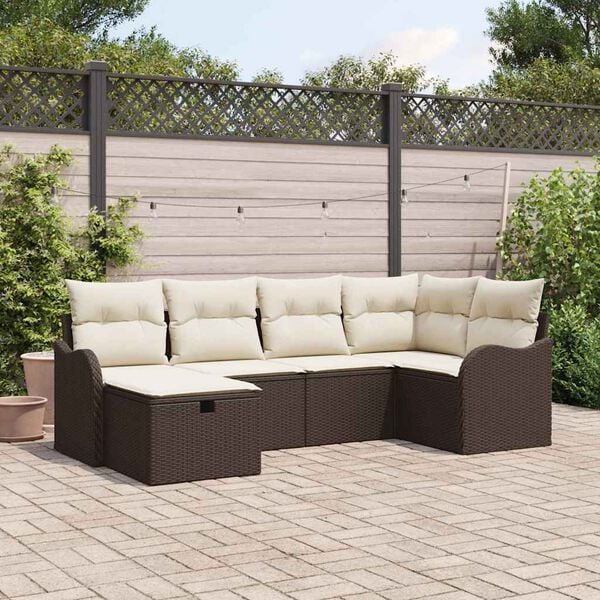 vidaXL Ensemble de canap&eacute; de jardin 6 pcs Marron Poly rotin