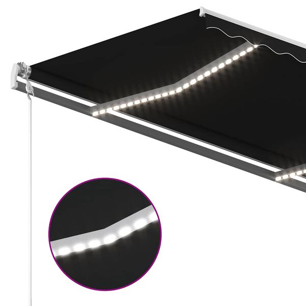 vidaXL Auvent manuel r&eacute;tractable avec LED 3,5x2,5 m Anthracite