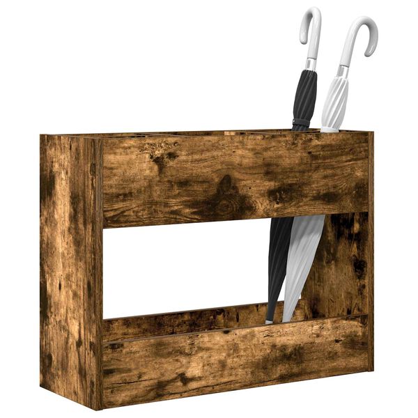 vidaXL Porte-parapluie Ch&ecirc;ne fum&eacute; 65 x 24 x 50 cm Bois d'ing&eacute;nierie