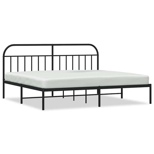 vidaXL Cadre de lit m&eacute;tal sans matelas avec t&ecirc;te de lit noir 200x200cm
