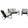 vidaXL Ensemble de meubles de balcon avec coussins 3 pcs noir acier