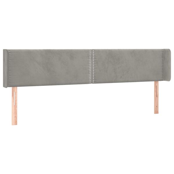 vidaXL T&ecirc;te de lit &agrave; LED Gris clair 203x16x78/88 cm Velours
