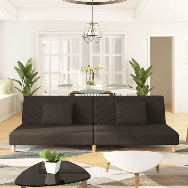 vidaXL Canap&eacute;-lit &agrave; 2 places avec deux oreillers marron tissu