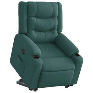 vidaXL Fauteuil inclinable &eacute;lectrique vert fonc&eacute; tissu