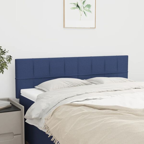 vidaXL T&ecirc;tes de lit Bleu 144x5x78/88 cm Tissu