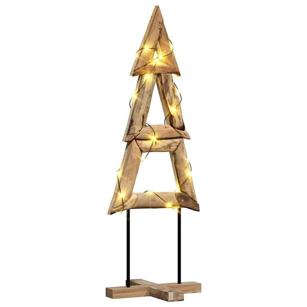 vidaXL Sapin de No&euml;l avec support Marron 120 cm Bois de teck solide