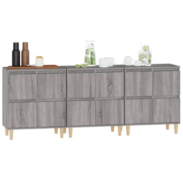 vidaXL Buffets 3 pcs sonoma gris 60x35x70 cm bois d'ing&eacute;nierie