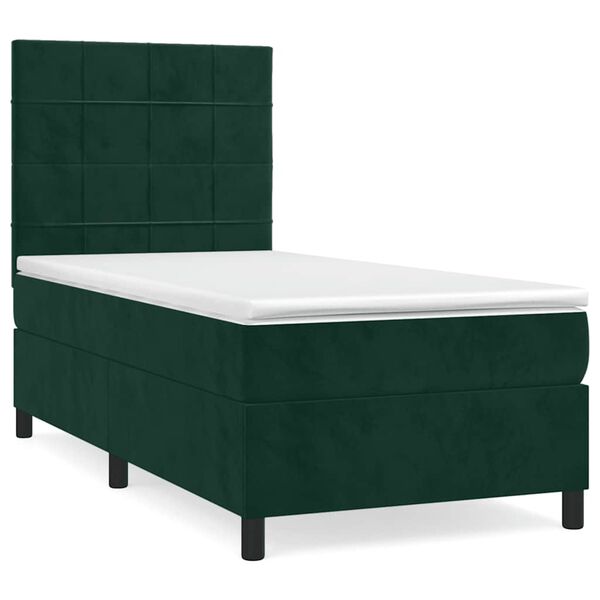 vidaXL Sommier &agrave; lattes de lit avec matelas Vert fonc&eacute; 90x190 cm