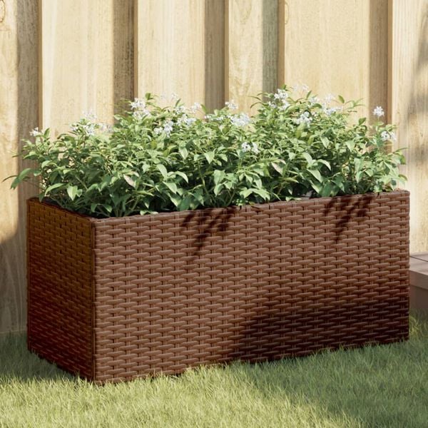 vidaXL Jardini&egrave;res avec 2 pots 2 pcs marron 72x30x32 cm r&eacute;sine tress&eacute;e