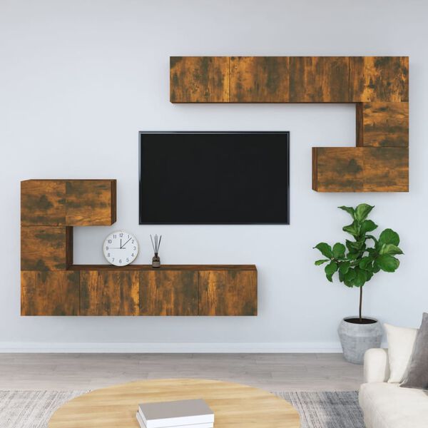 vidaXL Meuble TV mural Ch&ecirc;ne fum&eacute; Bois d'ing&eacute;nierie
