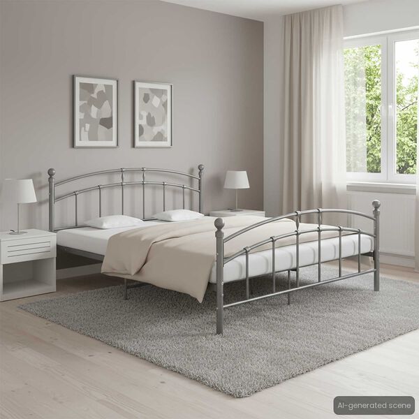 vidaXL Cadre de lit sans matelas gris m&eacute;tal 160x200 cm