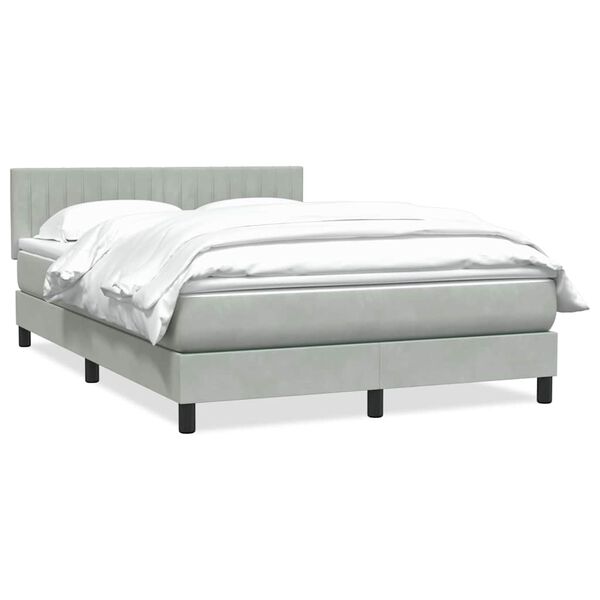 vidaXL Sommier &agrave; lattes de lit et matelas gris clair 160x210cm velours