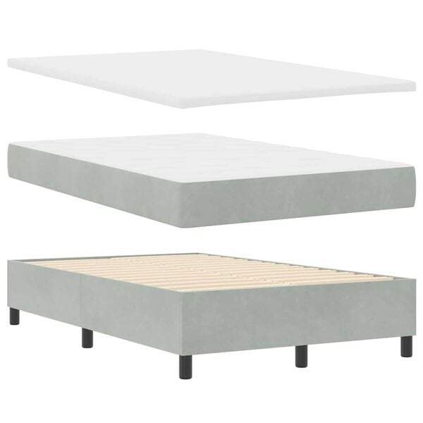 vidaXL Lit &agrave; ressorts avec matelas Gris clair 120 x 190 cm Velours