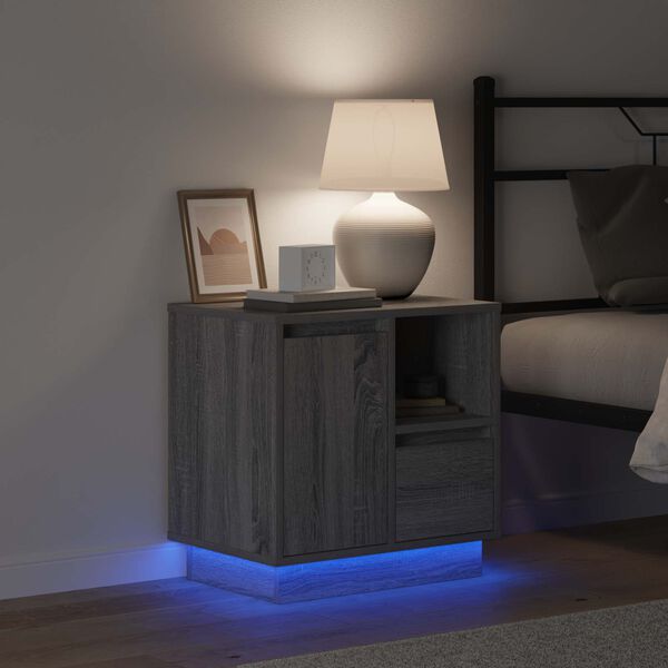 vidaXL Cabinet de chevet Gris 50 x 34,5 x 50 cm. Bois d'ing&eacute;nierie