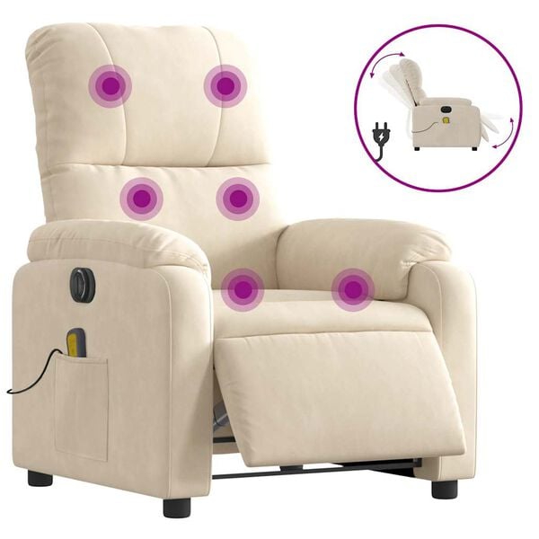 vidaXL Fauteuil inclinable de massage &eacute;lectrique beige