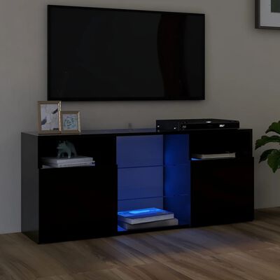 vidaXL Meuble TV avec lumières LED noir 120x30x50 cm