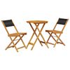 vidaXL Ensemble de bistro 3 pcs noir polypropyl&egrave;ne et bois massif
