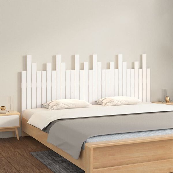 vidaXL T&ecirc;te de lit murale Blanc 185x3x80 cm Bois massif de pin