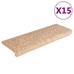 vidaXL Tapis d'escalier 15 pi&egrave;ces 65 x 21 x 4 cm Bordure rectangulaire dor&eacute;e