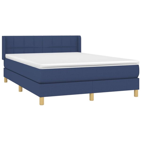 vidaXL Sommier &agrave; lattes de lit avec matelas Bleu 140x200 cm Tissu