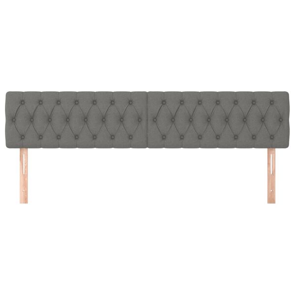 vidaXL T&ecirc;tes de lit 2 pcs Gris fonc&eacute; 100x7x78/88 cm Tissu