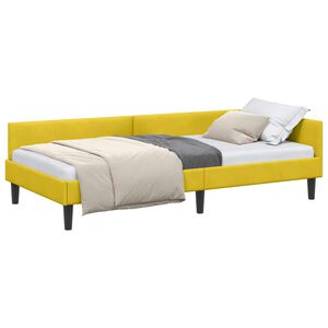 vidaXL Cadre de lit d'angle Jaune 90 cm x 190 cm VeloursetContreplaqu&eacute;