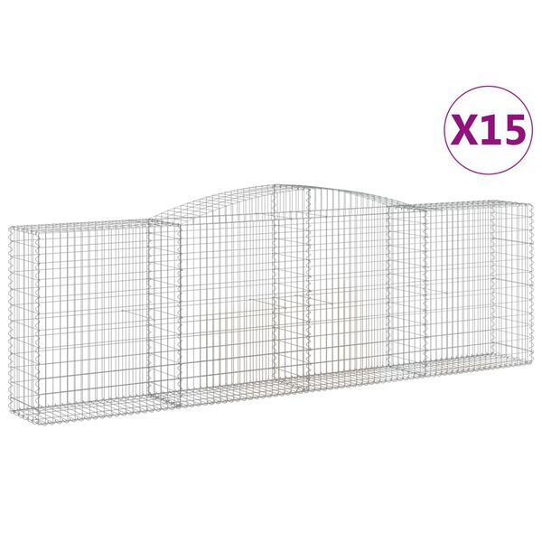 vidaXL Paniers &agrave; gabions arqu&eacute;s 15 pcs 400x50x120/140 cm Fer galvanis&eacute;