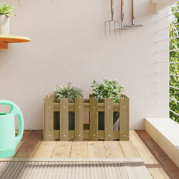 vidaXL Jardini&egrave;re avec design de cl&ocirc;ture 60x30x30 cm pin impr&eacute;gn&eacute;