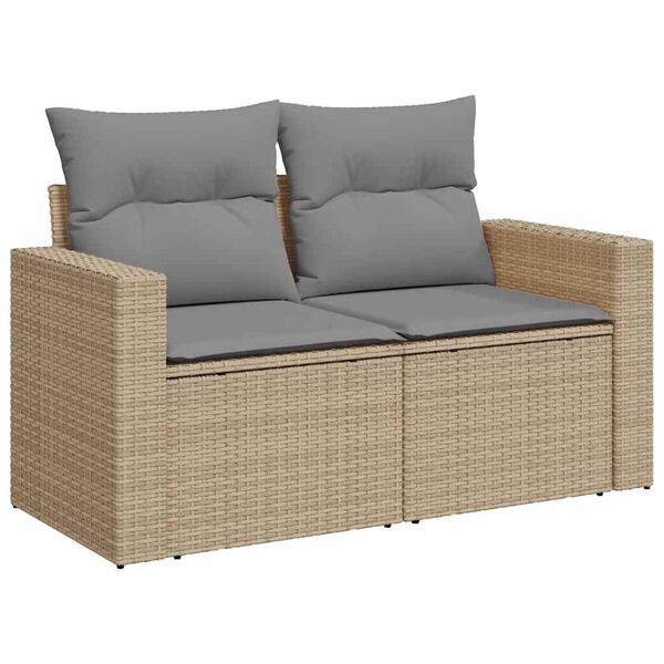vidaXL Salon de jardin 11 pcs avec coussins beige r&eacute;sine tress&eacute;e