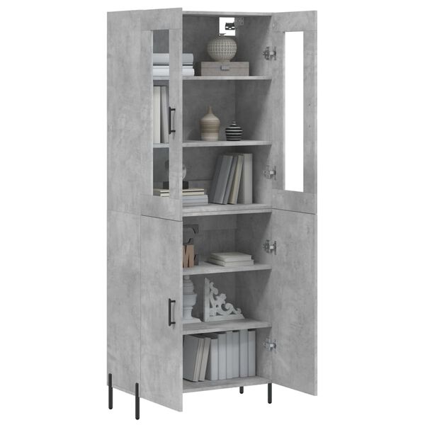 vidaXL Buffet haut Gris b&eacute;ton 69,5x34x180 cm Bois d'ing&eacute;nierie