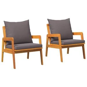 vidaXL Chaise de jardin 2 Pi&egrave;ce Huile Naturelle 65 x 59,5 x 72 cm