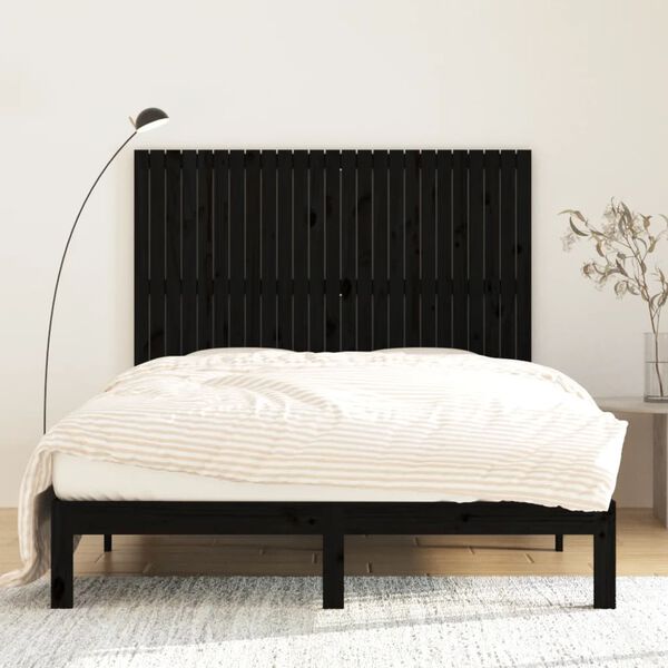 vidaXL T&ecirc;te de lit murale Noir 159,5x3x110 cm Bois massif de pin