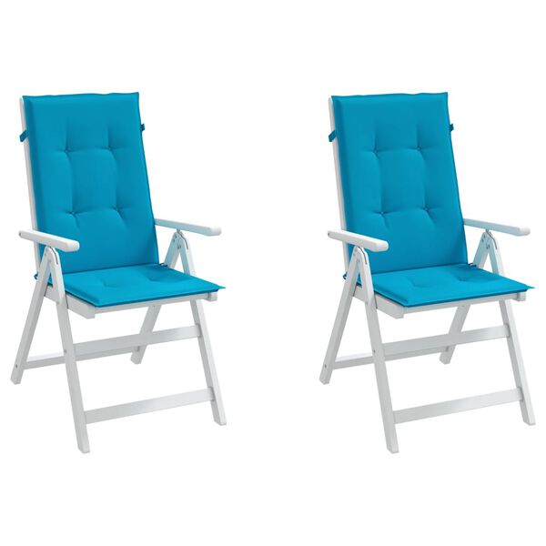 vidaXL Coussins de chaise de jardin &agrave; dossier haut lot de 2 bleu tissu