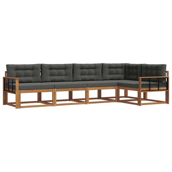 vidaXL Ensemble de canap&eacute;s d'ext&eacute;rieur 5 pcs Naturel et Anthracite