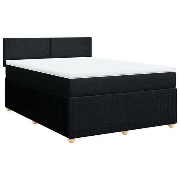 vidaXL Sommier &agrave; lattes de lit avec matelas Noir 140x200 cm Tissu