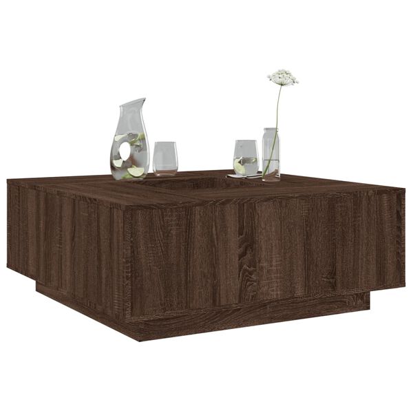 vidaXL Table basse ch&ecirc;ne marron 100x100x40 cm bois d'ing&eacute;nierie