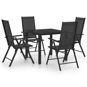 vidaXL Ensemble à manger de jardin 5 pcs aluminium noir