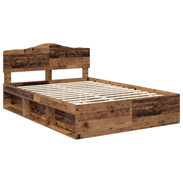 vidaXL Cadre de lit Bois ancien 140 x 190 cm Bois de pin massif