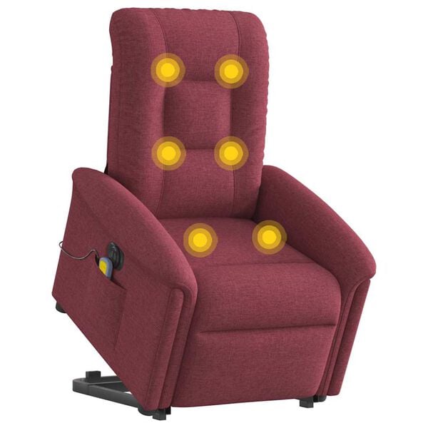 vidaXL Fauteuil inclinable de massage électrique Rouge bordeaux Tissu
