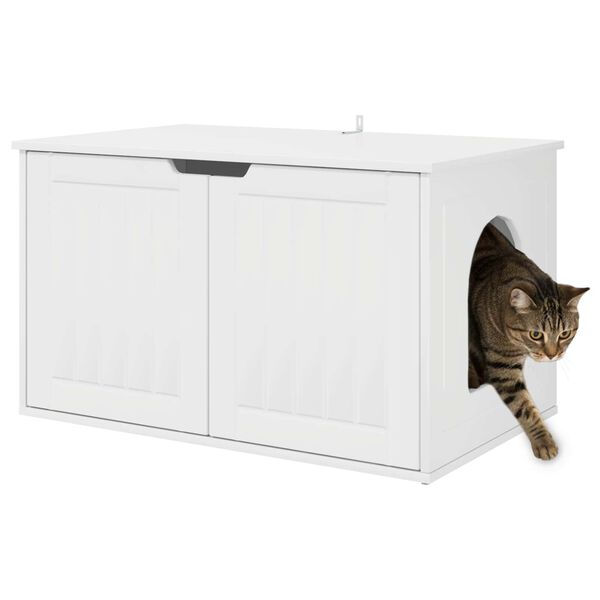 vidaXL Maison pour chat Blanc Brillant 85 x 55 x 50,5 cm