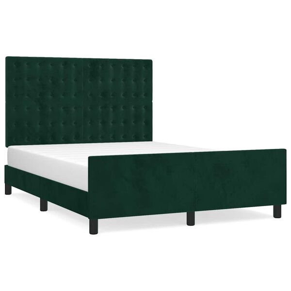 vidaXL Cadre de lit sans matelas vert fonc&eacute; 140x200 cm velours