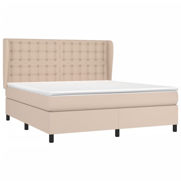 vidaXL Sommier &agrave; lattes de lit avec matelas Cappuccino 160x200 cm