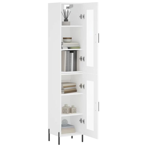 vidaXL Buffet haut Blanc 34,5x34x180 cm Bois d'ing&eacute;nierie