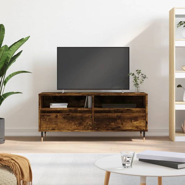 vidaXL Meuble TV chêne fumé 100x34,5x44,5 cm bois d'ingénierie