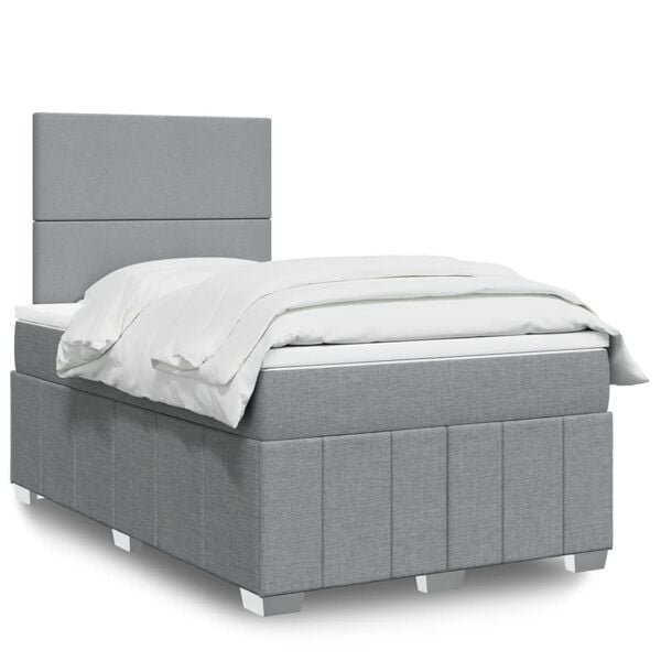 vidaXL Sommier &agrave; lattes de lit avec matelas Gris clair 120x200cm Tissu
