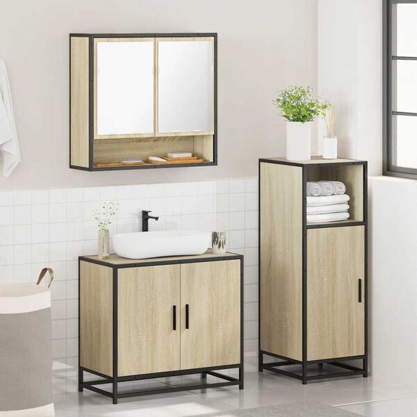 vidaXL Ensemble de meubles de salle de bain 3 pcs ch&ecirc;ne sonoma
