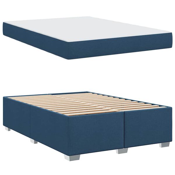 vidaXL Cadre de lit avec matelas Bleu 140 x 200 cm tissu