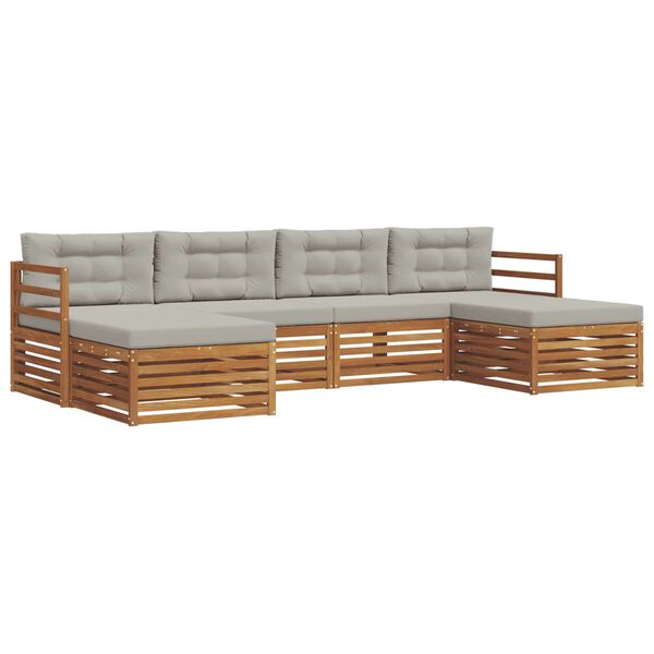 vidaXL Ensembles de canap&eacute;s avec coussin 6 pcs Gris Naturel et Clair