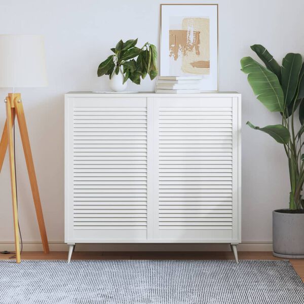 vidaXL Portes d'armoire &agrave; persiennes 2pcs blanc 99,3x59,4cm pin massif